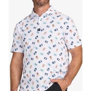 Bad Birdie Core Short Sleeve White Golf Polo “Crushable” Beer Can Men's Size XL